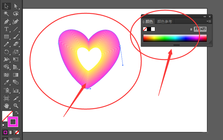 ai制作出多彩心形图案的详细操作截图