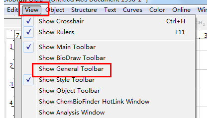 ChemDraw工具栏不见了的处理操作截图