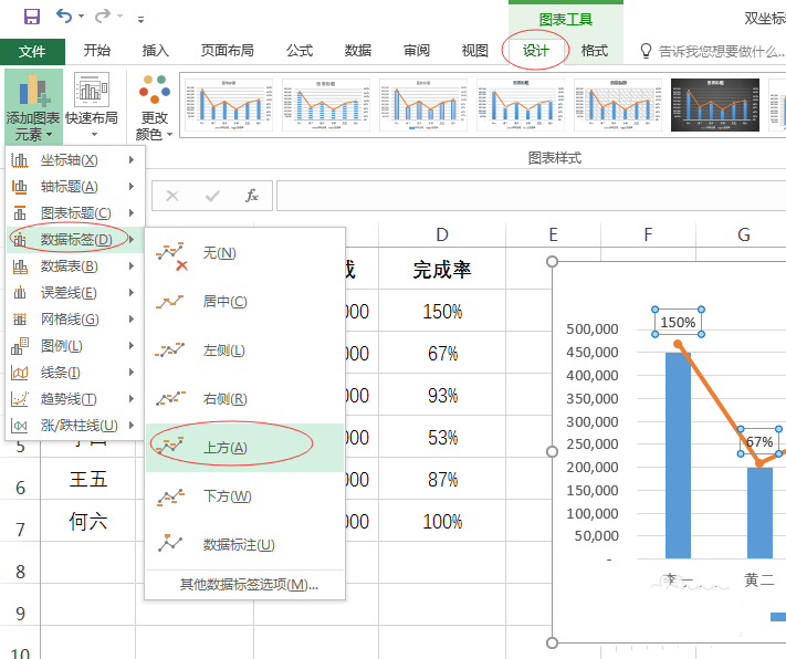 在EXCEL里为复合图表添加双坐标轴的操作流程截图