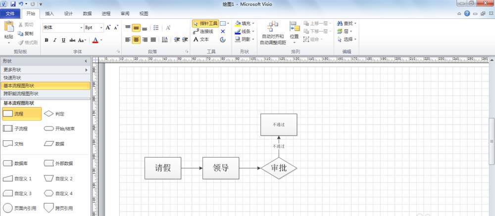 visio 2013中绘制请假流程图的操作教程截图