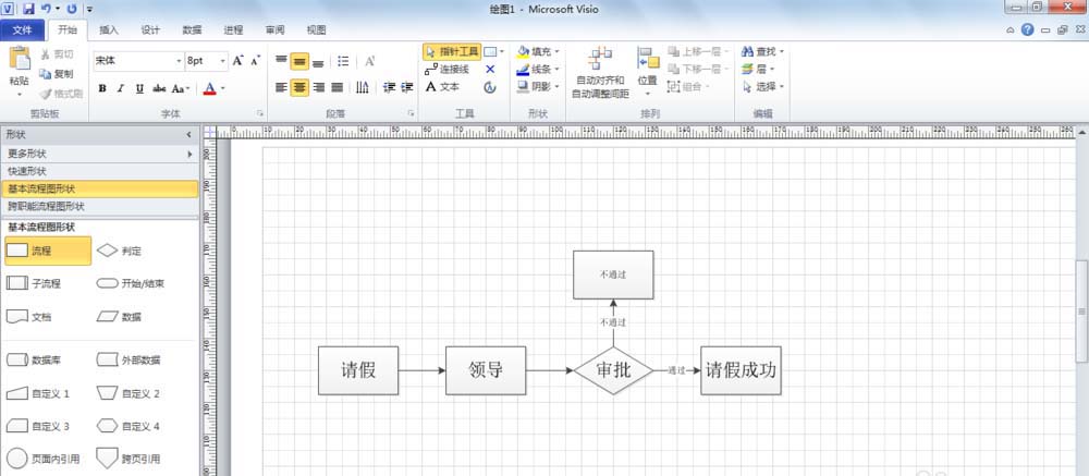 visio 2013中绘制请假流程图的操作教程截图