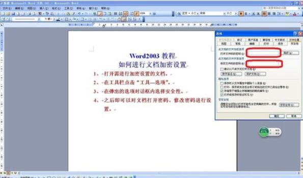 word2003设置密码的详细步骤截图