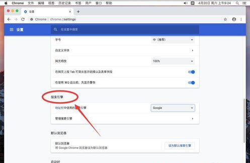 谷歌浏览器Mac版设置默认搜索引擎的使用方法截图