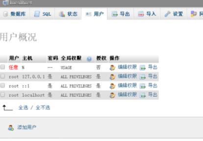 phpmyadmin管理员权限设置方法截图