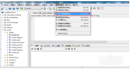 SQLyog导入excel数据的使用方法截图