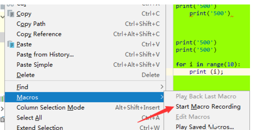 pycharm录制宏的操作教程截图