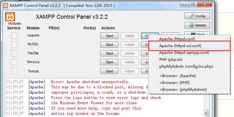 XAMPP集成环境apache启动失败的处理操作步骤截图