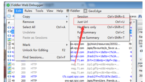 fiddler复制just url的详情操作截图