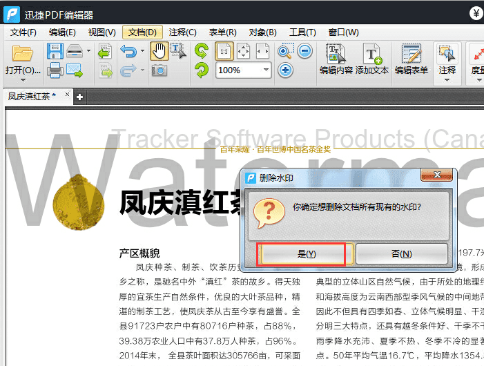 迅捷pdf编辑器去除pdf水印的具体操作步骤截图