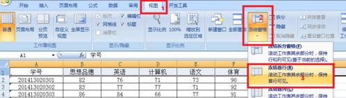 excel2007设置冻结窗口的操作教程截图