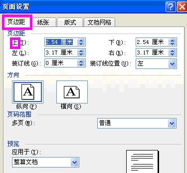 word2003进行页面设置的具体操作步骤截图