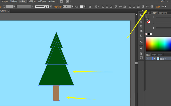 Adobe Illustrator CS6中绘画卡通效果绿色树的操作步骤截图