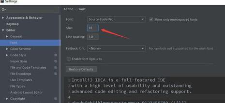 intellij idea设置字体大小的操作方法截图