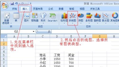 excel2007绘制二维折线图的操作方法截图