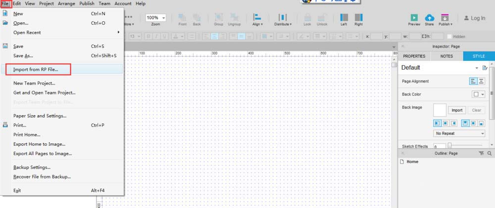 Axure RP 8.0导入RP文件的操作步骤截图