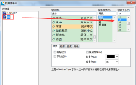 BarTender调整数据源字体大小的方法步骤截图