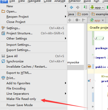 Android Studio使文件只读的操作步骤截图