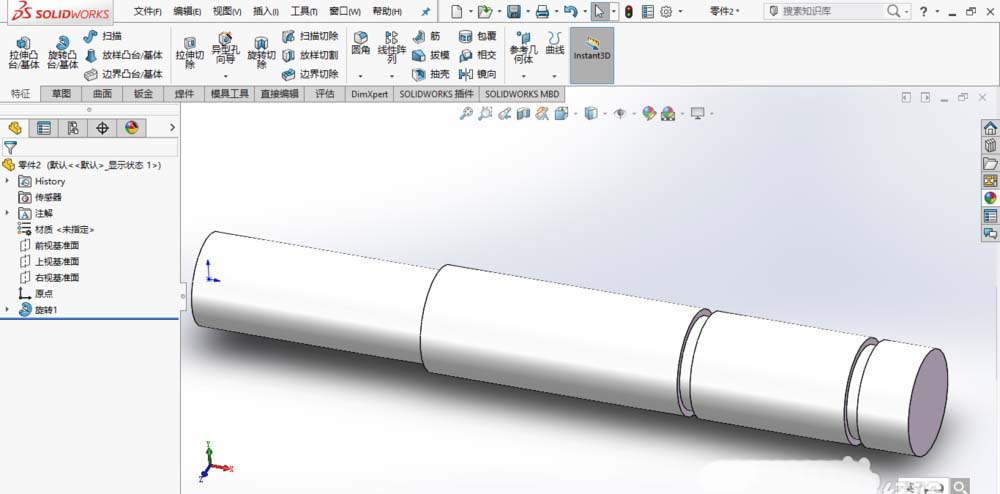 SolidWorks绘制传动轴的操作方法截图