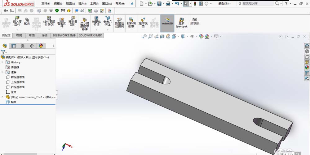 Solidworks将两个模型进行智能配合的操作方法截图