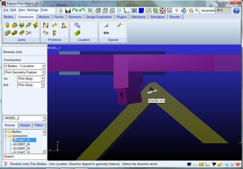 Adams中加转动副时控制它的方向的操作方法截图