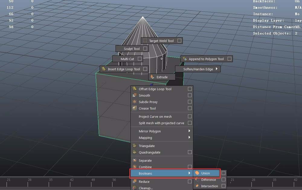 Maya软件中布尔工具的详细使用说明截图