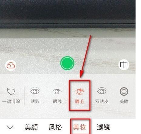无他相机拍照设置睫毛的操作过程截图