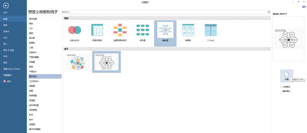 亿图流程图制作软件中蜘蛛形状图的设计方法截图