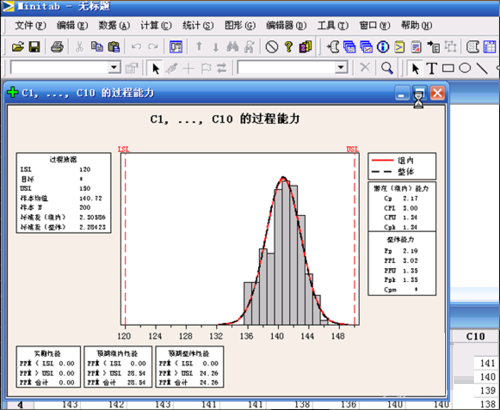 minitab制作CPK分析与能力分析图表的详细步骤截图