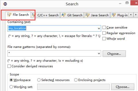eclipse搜索包含某个字符串的所有文件的操作流程截图