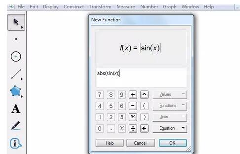 几何画板绘制y=|sinx|的函数图像的详细方法截图