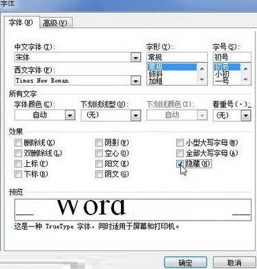 word2010文档中设置和显示隐藏文字的详细方法截图