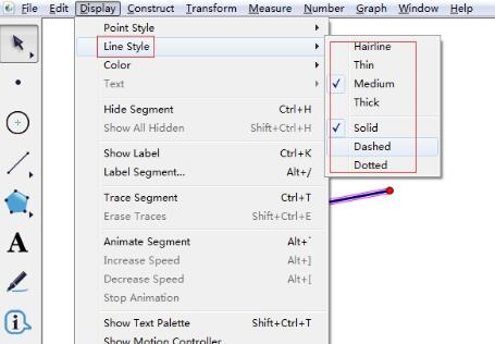 几何画板设置线型和颜色的操作内容截图