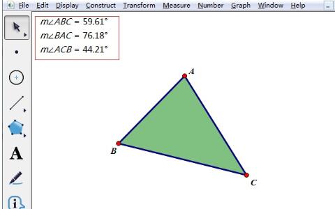 使用几何画板度量内角的度数的操作内容截图