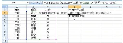 Excel中sumproduct函数使用操作过程截图