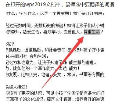 wps2019怎样划词翻译 wps2019划词翻译的具体步骤截图