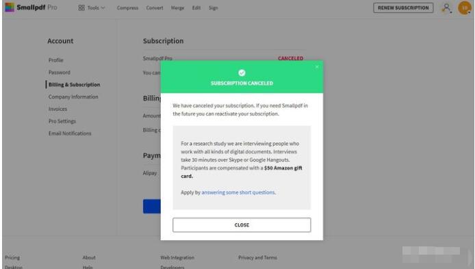 smallpdf如何取消订阅 smallpdf取消订阅方法截图
