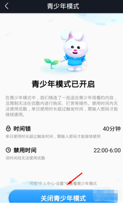 优酷app怎么关闭青少年模式 优酷视频退出青少年保护模式方法截图