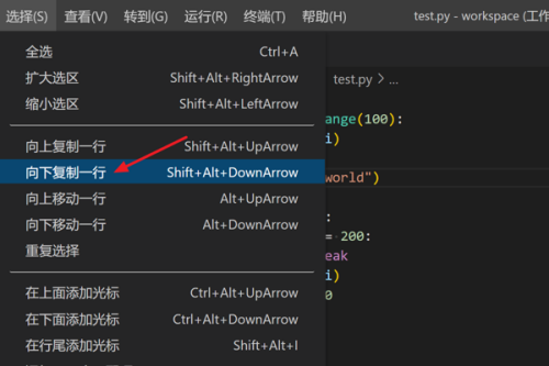 Vscode怎么向下复制一行?Vscode向下复制一行方法截图