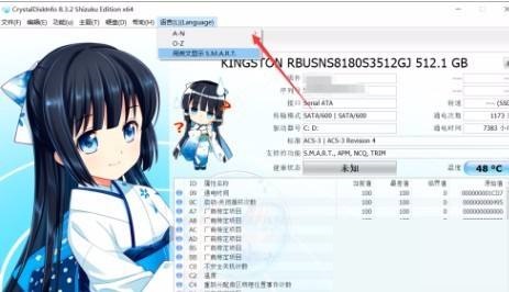 CrystalDiskInfo怎么设置英文？CrystalDiskInfo设置英文教程截图